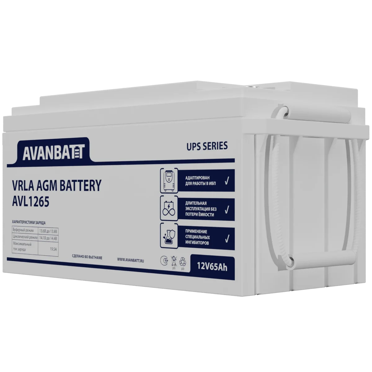 Аккумулятор AVANBATT AVL1265 (12В | 65Ач) — изображение 3