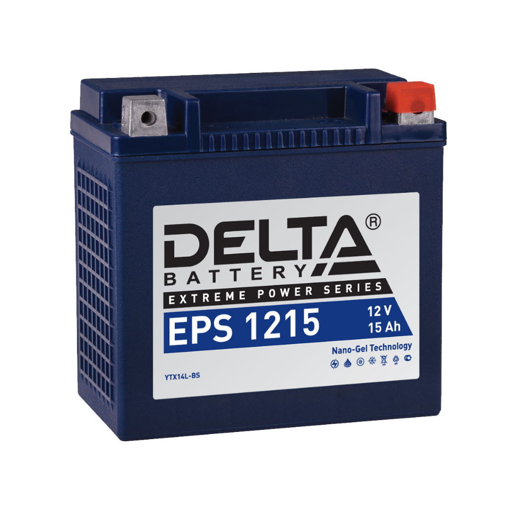 Стартерный аккумулятор Delta EPS 1215 (12В | 15Ач) для мототехники Стартерный аккумулятор Delta EPS 1215 (12В | 15Ач) для мототехники